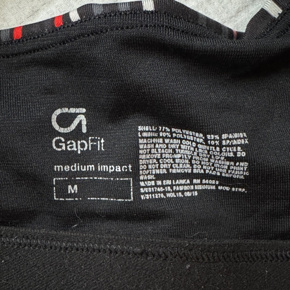 Gap fit black red and grey striped racerback style sports bra - Picture 3 of 3